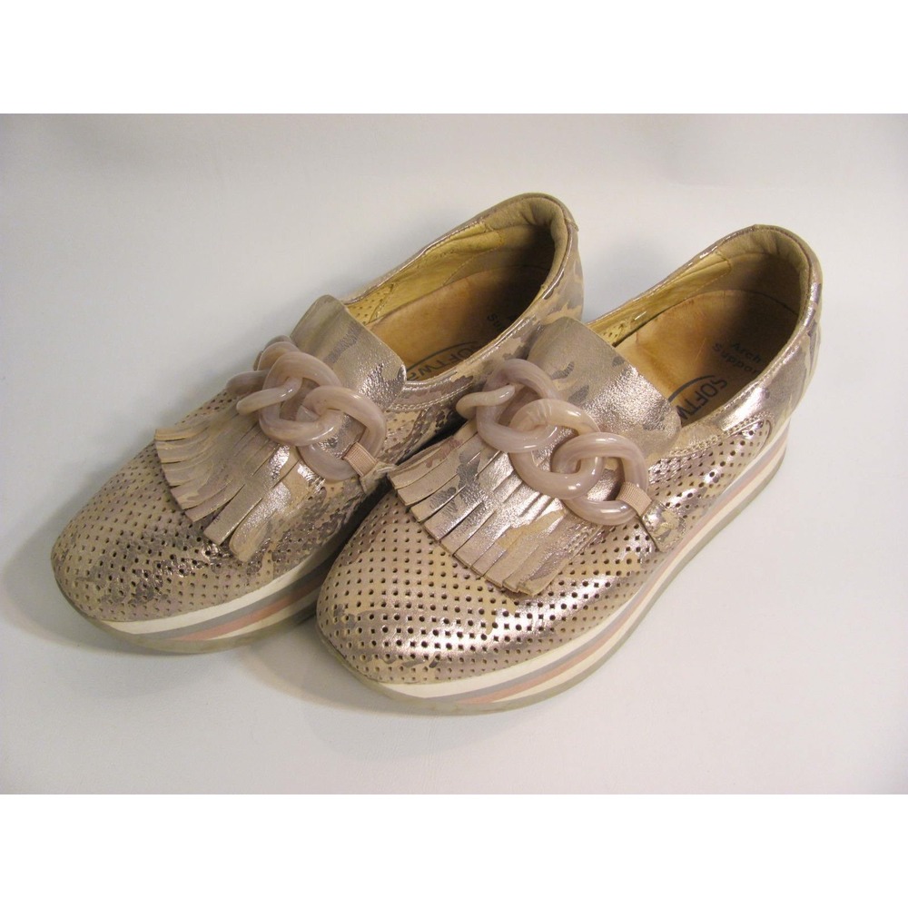 Softwaves Metallic Pink Camo Casual Leather Shoe Sz 36